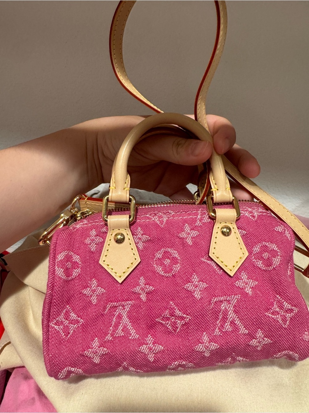 Louis Vuitton pink denim nano speedy - Picture 2 of 4